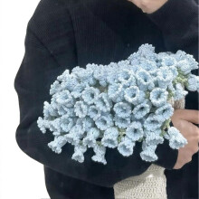 (Blue) Crochet Rose Bouquet Blanket Kit with DIY Design for Home Decor and Gift