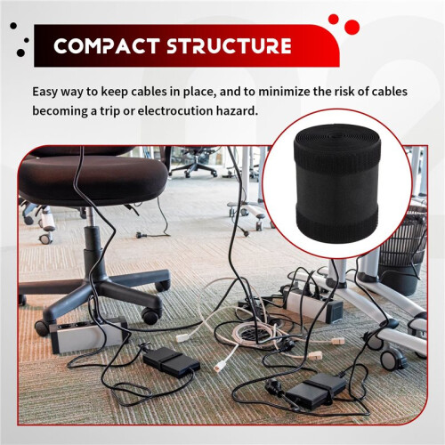 2X Cubierta de Cable de Piso con Agarre de Cable Protector de Cable de Cables Gestión de Cables Solo (Negro, 10 Pies) 2