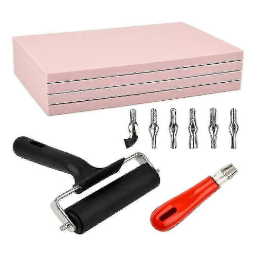 12Pack Linoleum Blocks for Printmaking with Cutter Tools, Rubber Stamp Making Kit Linoleum Printmak 1