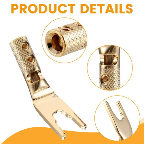 4PCS Pure Copper Y Spade Connector Plug,Fork Connectors Plug,Loudspeaker Cable Connector Plug 2