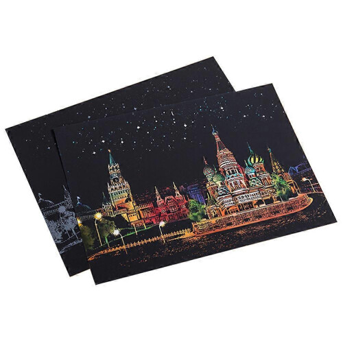 8Sets Kids Scratch Board DIY Night View Artistic Scratch Paper