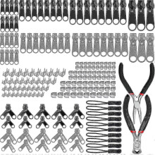 197-Piece Zipper Repair Kit with 2 Mini Pliers & Sliders for Clothing, Bags, Jackets, Tents, Luggage