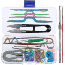 63 Pcs Crochet Knitting Kit with Accessories Box, 2 Hooks & Multiple Knitting Tools for Yarn Crafts