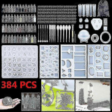 384 Pcs Resin Casting Epoxy Molds Silicone Jewelry Making Diy Craft Mould Kit