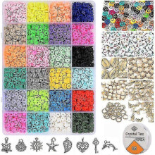 4000pcs Polymer Clay Beads with Pendants And Rings Diy Jewelry Making Kit,heishi Beads for Jewelry Making Bracelets Necklace