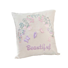 (44cm x 44cm, D) Embroidery Pillow Kit DIY Handmade Birthday Gift for Adults Home Decor Cushion Cover with Pattern Unfinished Craft