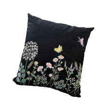 (44cm x 44cm, E) Embroidery Pillow Kit DIY Handmade Birthday Gift for Adults Home Decor Cushion Cover with Pattern Unfinished Craft