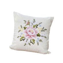 (44cm x 44cm, F) Embroidery Pillow Kit DIY Handmade Birthday Gift for Adults Home Decor Cushion Cover with Pattern Unfinished Craft