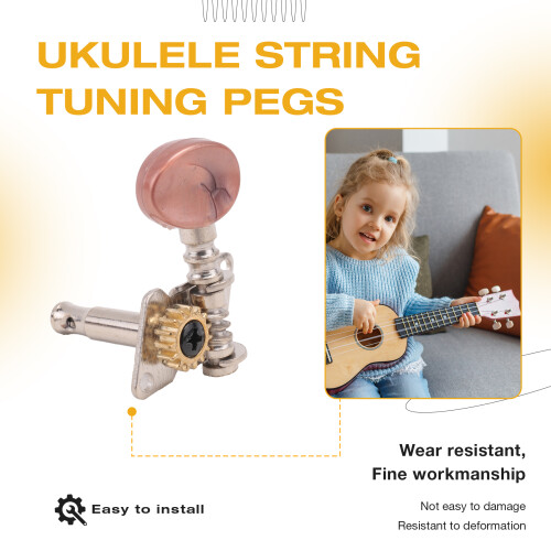 2R2L Metall Ukulele LåSning String Tuner Gitarr Tuning Peg Maskinhuvud med Bruna  Pigs för Ukulele Gitarr Part 1