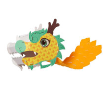 (Orange) Creative DIY Handcrafts Kit Handmade 3D Paper Dragon Chinese Dragon Improve Kid Hands-on Ability Art Crafts Toys for Red
