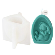 Delicate Rabbit Wax with Silicone Mold DIY Cute Rabbit Eggs Candle Molds Easter Bunnys Eggshell Silica Gel Casting Mould