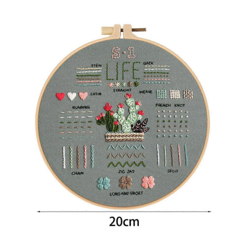 Beginner Embroidery Kit Cotton Hoop Tools 1