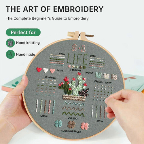 Beginner Embroidery Kit Cotton Hoop Tools 2