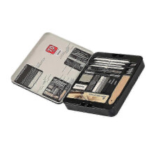 Drawing Pencil Set Art Painting Tool for Students Simple And Generous Design Iron Box 24X0.5Cm 70Pieces