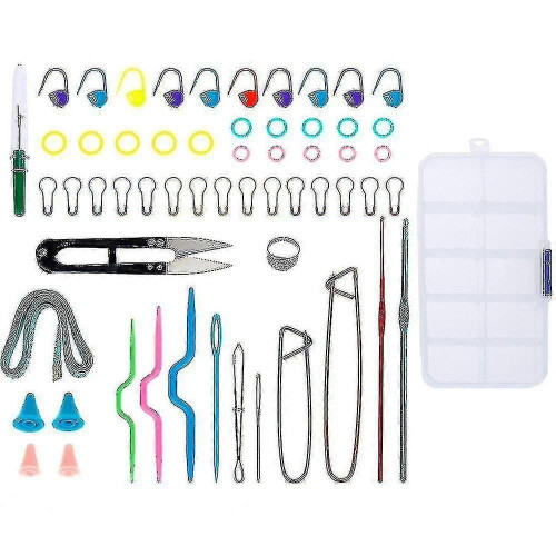 63 Pcs Crochet Knitting Kit with Accessories Box, 2 Hooks & Multiple Knitting Tools for Yarn Crafts 1