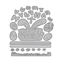Happy Easter Words and Bunny Ears Metal Cutting Dies Stencil DIY Scrapbooking Embossing Tool Paper Card Album Template