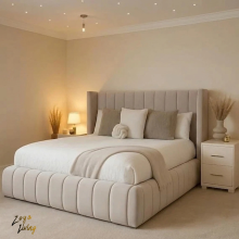 (5ft King(with Mattress), Silver(with Gaslift)) Upholstered Winged Panel Bed Frame Plush Velvet with Mattress Gas Lift Storage Bed