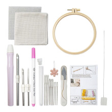Beginner Punch Needle Embroidery Kits Adjustable Rug Yarn Punch Needle Embroidery Pen Needle Threader Punch Needle Cloth