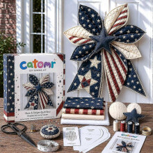 (E) Christmas Large Patchwork Bow Sewing Kit, DIY Handmade Craft Set, Festive Bow Making Supplies For Holiday Home Wall Door Decoration