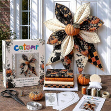 (C) Christmas Large Patchwork Bow Sewing Kit, DIY Handmade Craft Set, Festive Bow Making Supplies For Holiday Home Wall Door Decoration