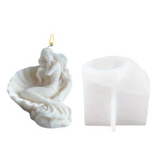 Shell Mermaids Candle Silicone Mold Artistic Shell Mermaids Scented Candle Mold Soft Silicone Easy to Demold Mould