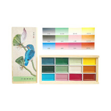 (midsummer) Artist Grade Watercolor Supplies Solid Form Wooden Case Washable Watercolor Painting Set for Various Painting Styles Multicolor
