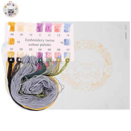 Cat Embroidery Kit Beginner Embroidery Kit for DIY Projects 3Sets Handmade