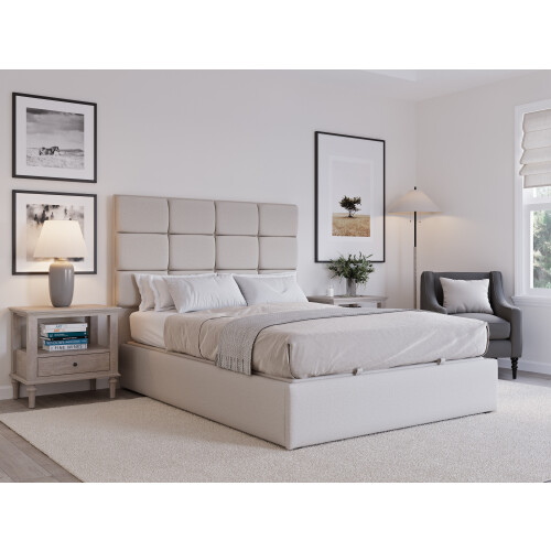 (King, Ivory) Snuggle Beds Hayden Ottoman Bed 1