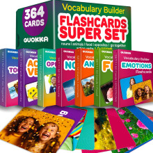 (Super Set - Emotions) QUOKKA 104, 312 & 364 Flash Cards for Kids & Adults - Speech Therapy & ESL Cards - Nouns, Verbs, Emotions & Animals