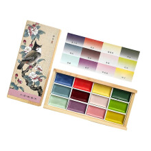(early spring) Artist Grade Watercolor Supplies Solid Form Wooden Case Washable Watercolor Painting Set for Various Painting Styles Multicolor