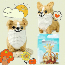 Crochet Kit compatible Beginners, Learn to Crochet Starter Set compatible Kids & Adults, Complete Kit with Cute Corgi Pattern