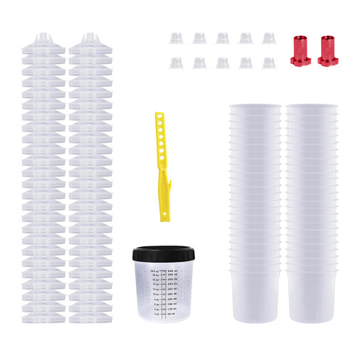 Disposable Spray Cup System 50 Pack 600ml ABS with Lids for HVLP