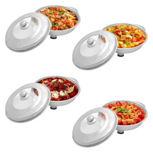 Buffet Serving Trays Set of 4, 4L Stainless Steel Dishes with Lids