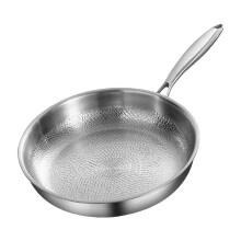 Frying Pan Non Stick Titanium Coated Flat Bottom Wok Stainless Steel Scratch Resistant Wholesome Cooking for Gas Induction Cooktops 26cm
