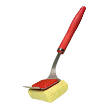 Bristle Free Grill Brush BBQ Cleaner with Steam Pad 304 Steel Scraper, Red