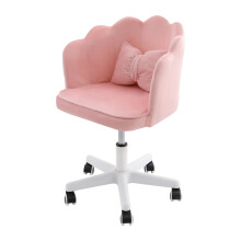 Swivel Vanity Chair with Wheels, Adjustable Height, Pink
