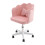 Swivel Vanity Chair with Wheels, Adjustable Height, Pink 1