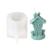 (Skull House Candle M) Halloween Skull Candle Making Mold Home Decorative Silicone Candle Mold Featuring Haunted House and Skeleton Designs