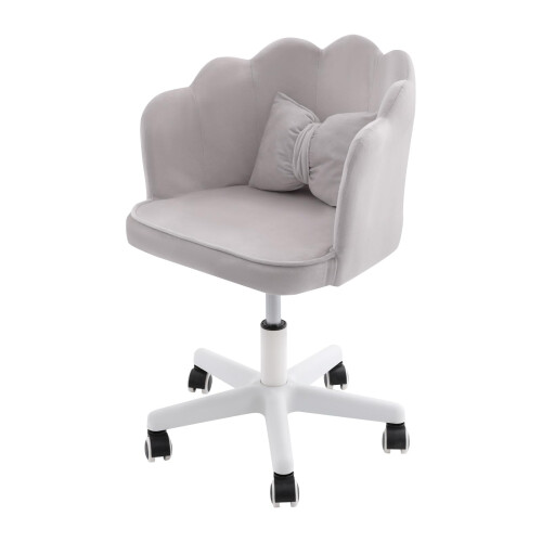 Swivel Vanity Chair with Wheels, Adjustable Height, Grey