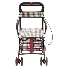 150KG Walker with Seat, Rollators 4 Wheel, Walking Aid, Portable Walker for Elderly, Lockable Brakes and Carry Bag (Black+Wine Red)