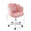 Swivel Vanity Chair with Wheels, Adjustable Height, Pink 3