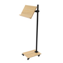 Floor Book Stand for Reading Hand, Adjustable Height Book Holder, Portable Presentation Standing with Wheels, Rolling Lectern Stand, 180 Degrees Swing