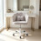 Swivel Vanity Chair with Wheels, Adjustable Height, Grey 5
