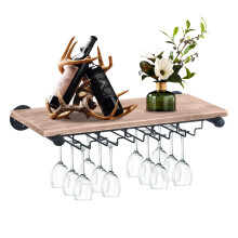 Wall Mounted Wine Rack, Wine Glass Holder Metal Wine Shelf Bottle Glass Rack Stemware Holder, Industrial Wine Glass Rack