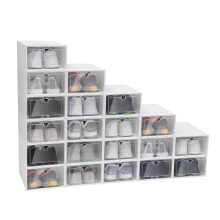 Shoe Box Storage, Shoe Storage Stackable Storage Boxes, Drawer Foldable Plastic Storage Box with Lid, Shoe Organizer Containers for Women/Men (white)