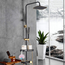 Shower Head Square Stainless Steel Shower Head Set Handheld Shower Head Toilet Bathroom Shower Faucet with Push Rod