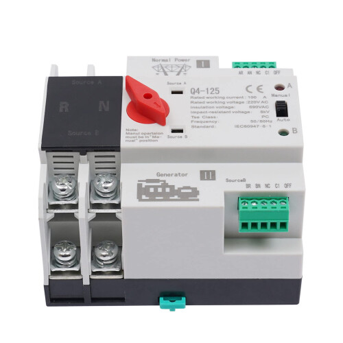 Dual Power Automatic Transfer Switch 2P/100A for Generator Changeover Switch Electrical Selector Switches Dual Power Switch