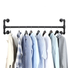 Clothes Rail Wall Mounted Industrial Pipe Clothes Rails 115 cm Wardrobe Rail Wall Mounted Industrial for Bedroom Living Room Black