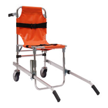 Foldable Aluminum Stair Chair, 350 lbs Load Capacity Emergency Evacuation Chair with 2 Wheels for Ambulance Firefighter Elderly Disabled, Orange