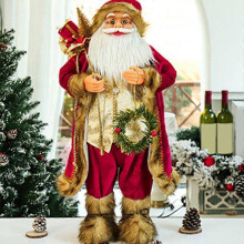Christmas Doll Santa Claus 30cm Home Decoration Kids New Year Gift 2023 Window Ornament Post-modern Classical Style Plastic Material